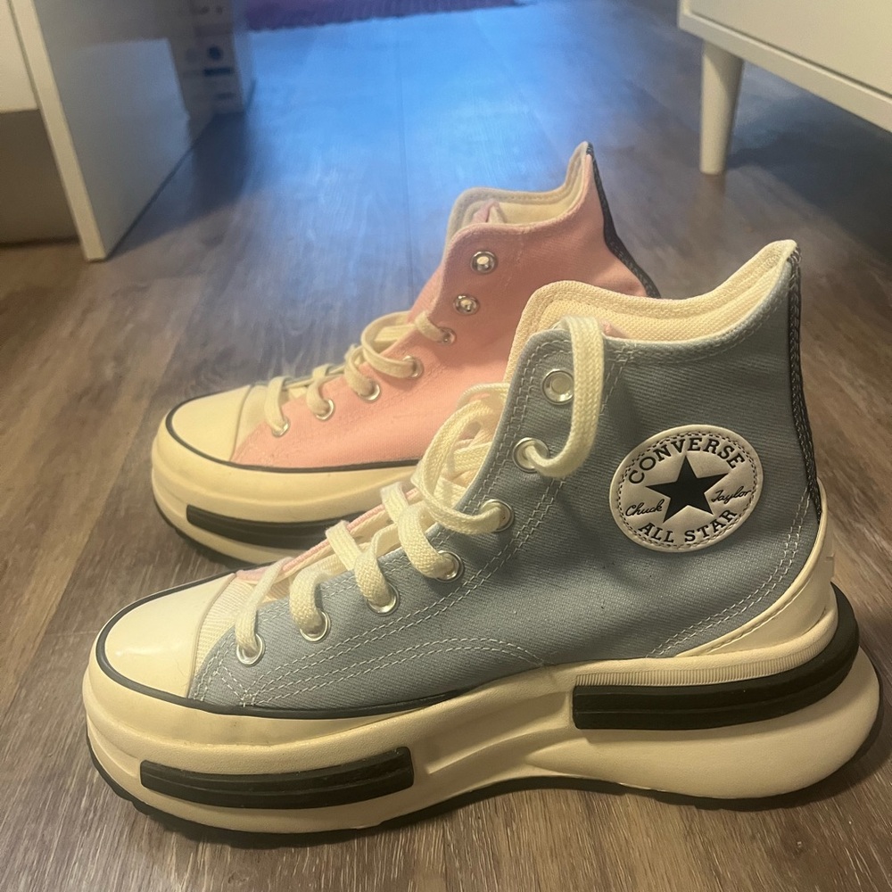 Converse All Star High-Top Sneakers in Pink and Blue
